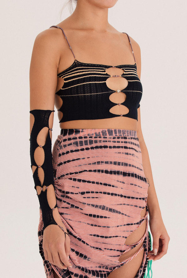 RUI Striped Short Sling RSS22SF02 Onyx Black &Cheese Light Yellow Stripe